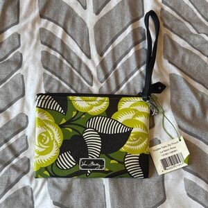 Vera Bradley Floral Wristlet in Green and Black